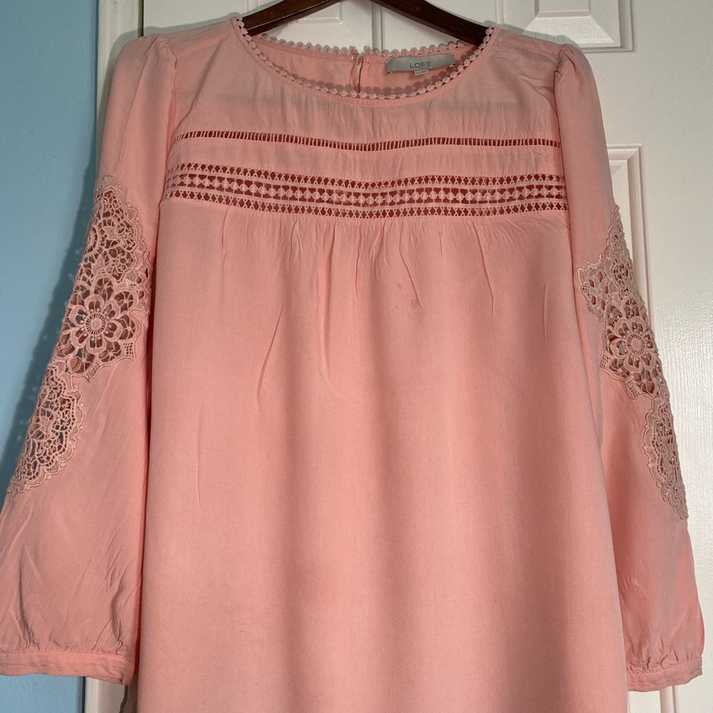 Loft Embroidered Peach Blouse